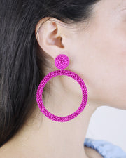 Blaiz Fuchsia Maxi Arara Beaded Hoop Earrings™
