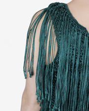 Blaiz Palma Canaria Tua Green Fringe Woven Midi Dress