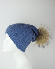 BLAIZ | 227 | Light Blue Plaited Knit Pom Pom Hat