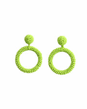 Blaiz 227 Lime Green Arara Beaded Hoop Earrings