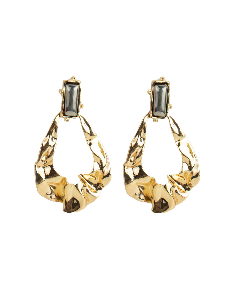 Blaiz 227 Metallic Gold Hammered Drop Earrings