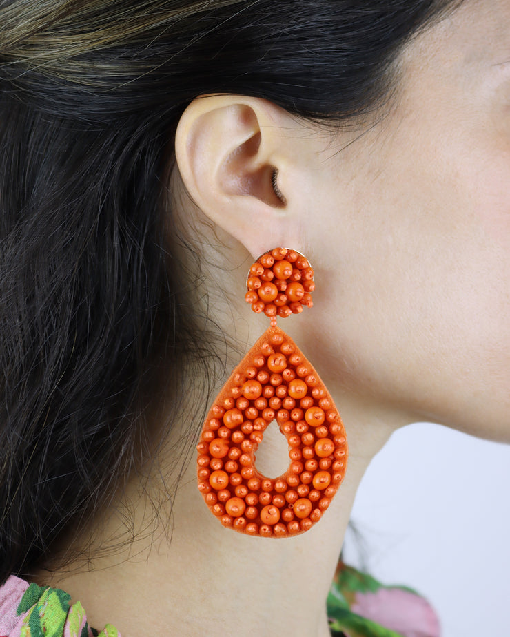 Orange Clip-on Beaded Earrings™