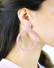 Blaiz Pastel Pink Maxi Arara Beaded Hoop Earrings™