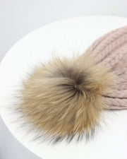 BLAIZ | BLAIZ | Dusty Pink Plaited Knit Pom Pom Hat