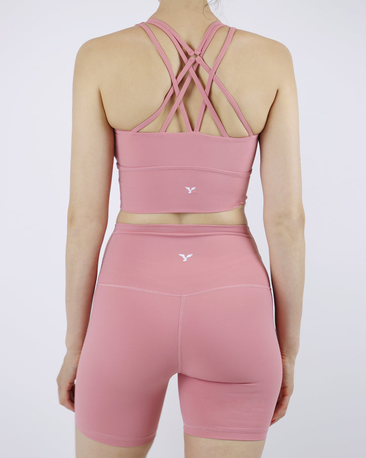 Blaiz Activewear Pink Flamingo Alana Strappy Criss-Cross Back High Impact Sports Bra