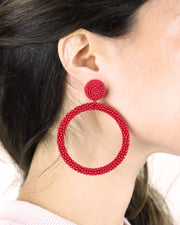 Blaiz Red Maxi Arara Beaded Hoop Earrings™