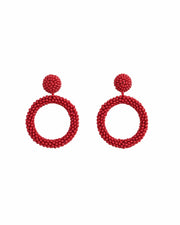Blaiz 227 Red Arara Beaded Hoop Earrings
