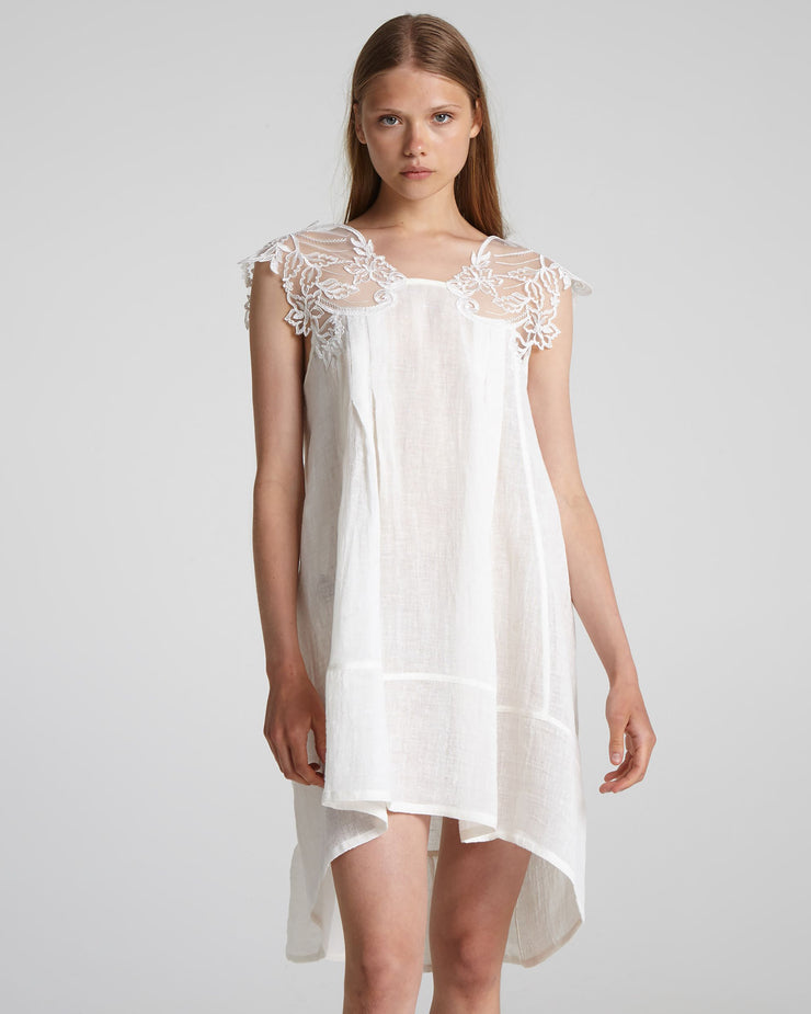 Blaiz Maurizio Mykonos White Lace Wide Strap Mini Dress 