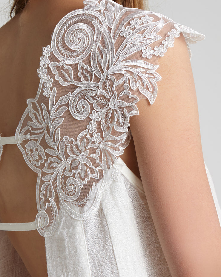 Blaiz Maurizio Mykonos White Lace Wide Strap Mini Dress 